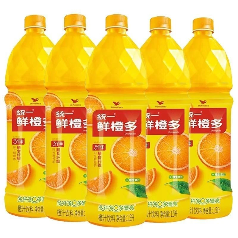 统一鲜橙多1.5升大瓶装批发家庭分享聚会橙汁饮料品 新鲜日期