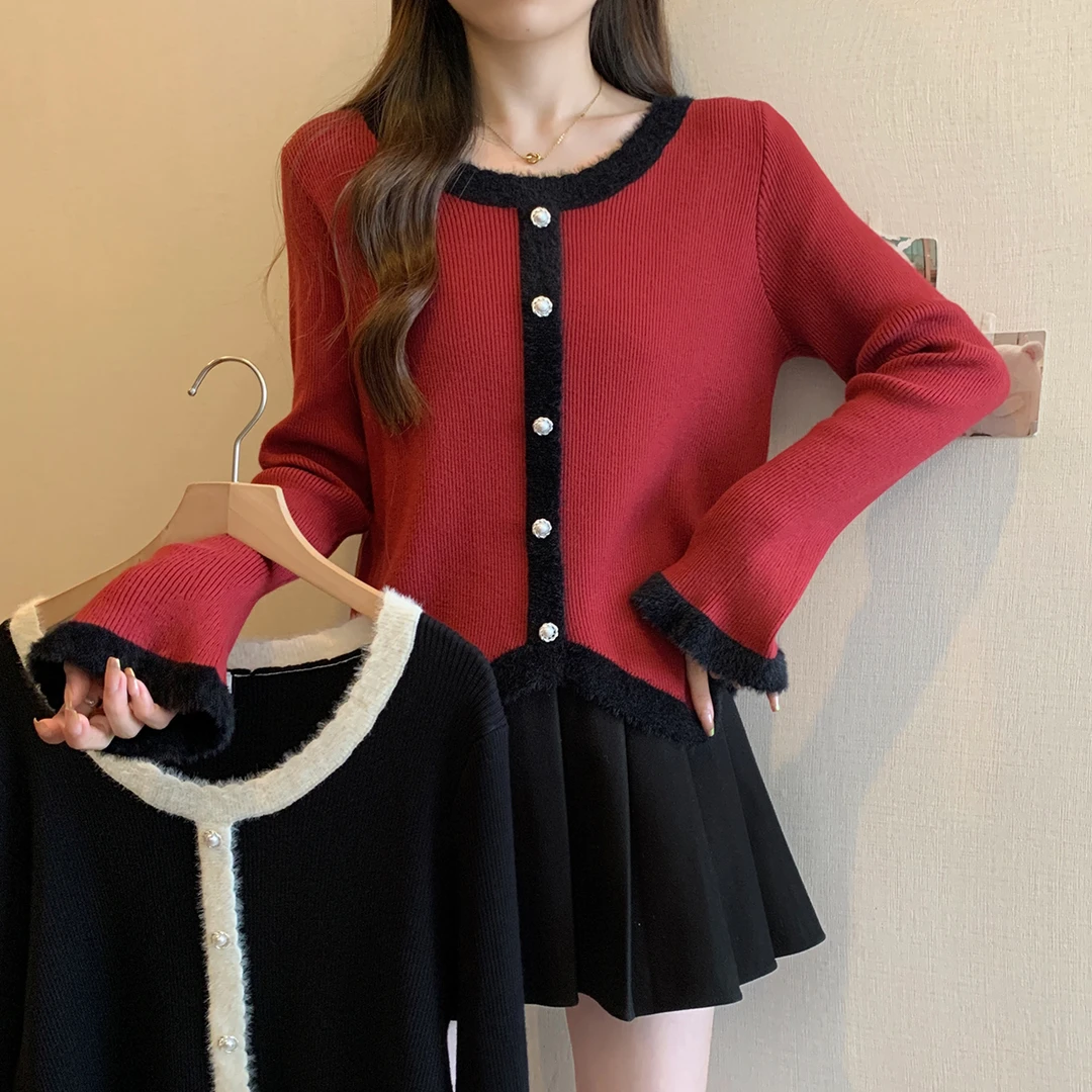 69078大码女装2023年秋冬新款微胖妹妹韩版休闲显瘦打底针织毛衣