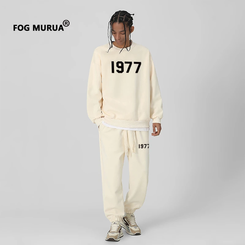 FOG MURUA春秋季男士新款1977美式高街情侣圆领卫衣休闲两件套装