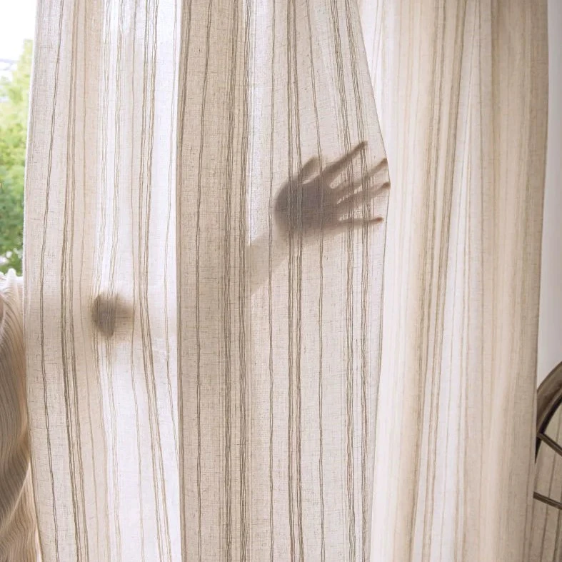 轻奢亚麻纱棉麻窗纱麻纱日式禅意茶室办公室客厅阳台餐厅高档别墅