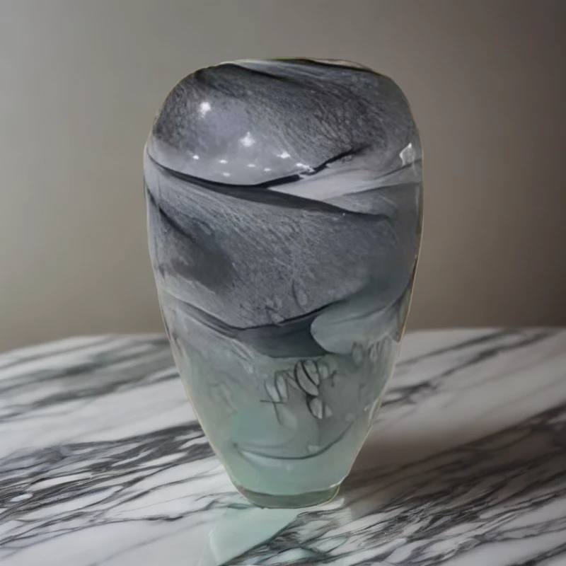 山水画轻奢摆件水养富贵竹雪柳吊钟马醉木客厅落地装饰品