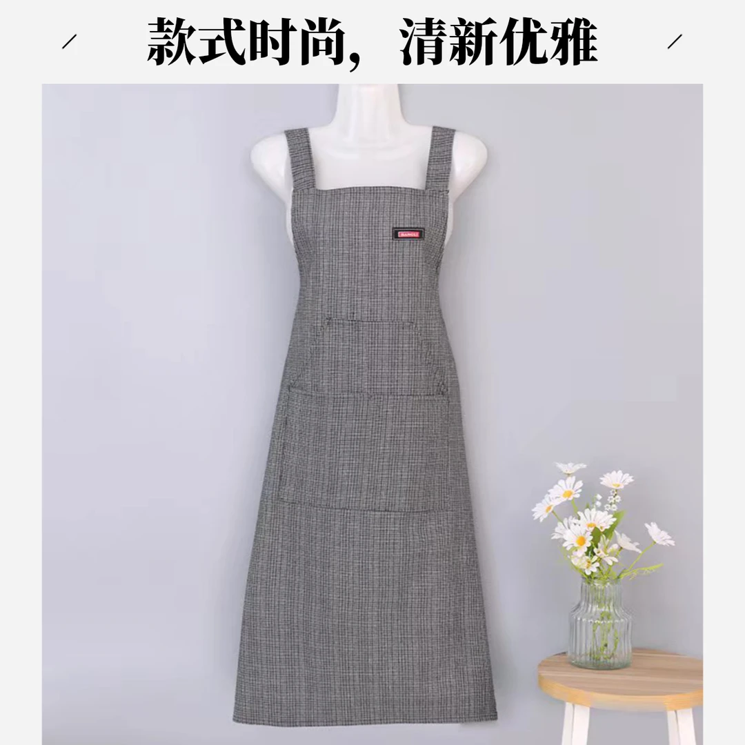夏天棉布加大加长韩版新款厨房家用背带围裙透气耐磨成人工作服