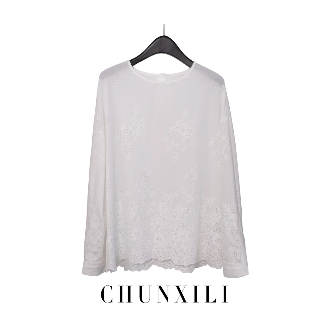 CHUNXILI/春熙里 镂空绣花衬衫 秋季时尚气质长袖衬衣X03S42105