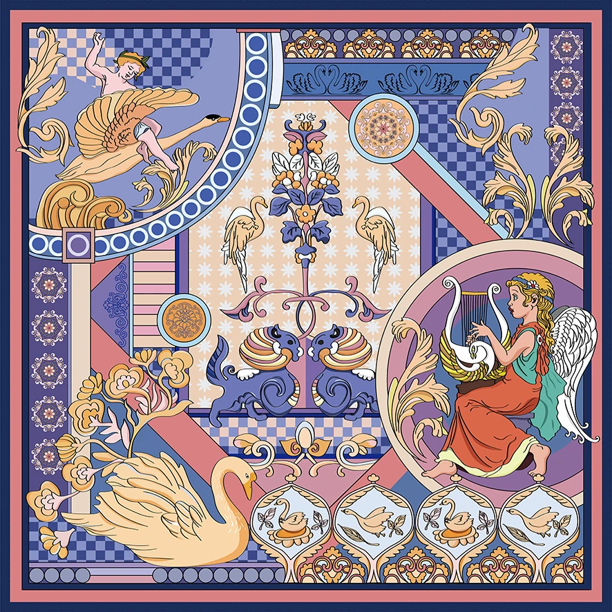 悦尔丝绸亚运丝绸品牌飞翔旋律大方巾桑蚕丝女士杭州丝绸伴手礼