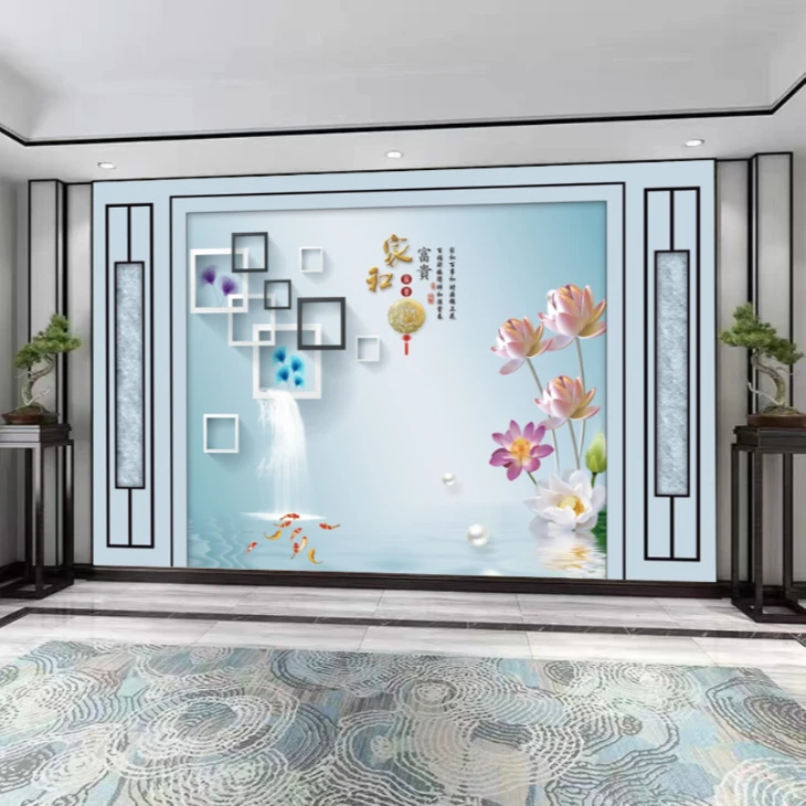 【简约荷花】墙布现代简约电视背景墙卧室背景客厅背景沙发背景墙