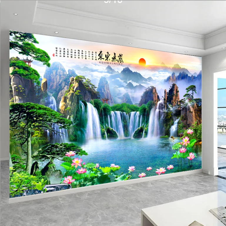紫气东来山水画图电视背景墙卧室背景客厅背景沙发背景墙设计