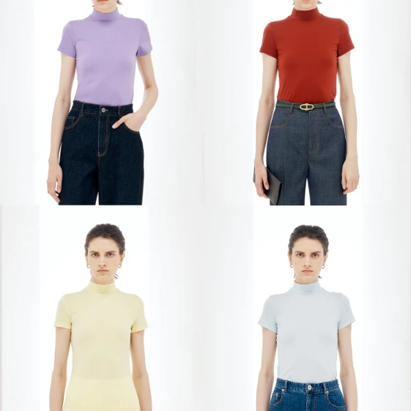 Z老板 甄选匹马棉立领短袖极简T恤纯色基础款百搭上衣六色可选夏