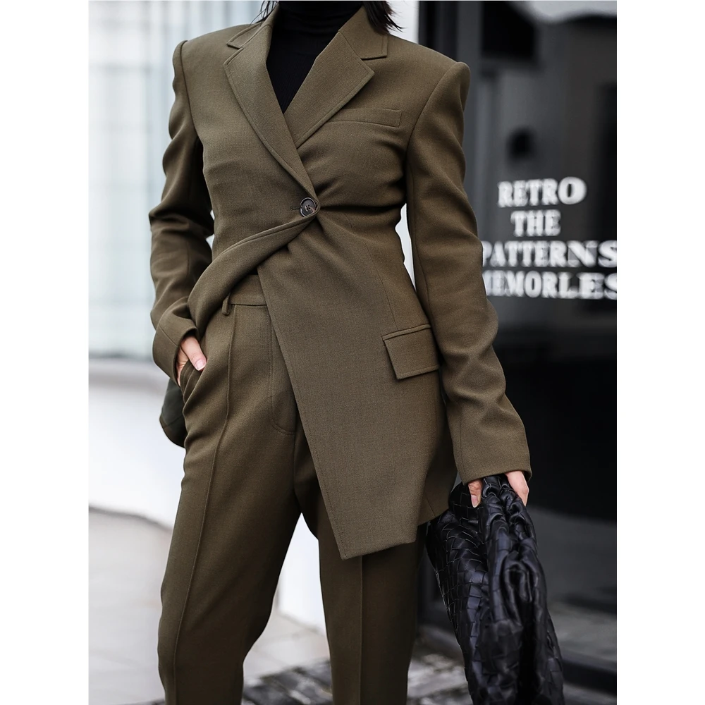 Z老板乘风破浪1米8既视感厚质精纺两穿西装巨显高铅笔裤女