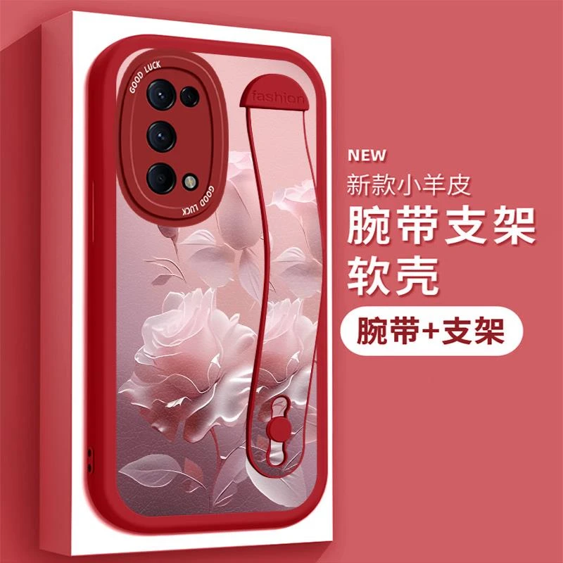 适用OPPOReno5k手机壳PEGM00防摔女款OPPOReno5小羊皮腕带PEGM10