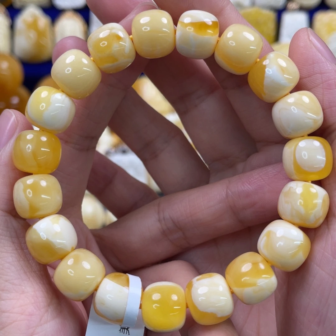 蜜蜡裸石未镶嵌琥珀蜜蜡手串卡12mm