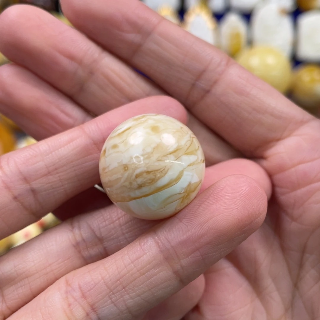 蜜蜡裸石未镶嵌夏***风琥珀蜜蜡珠子卡22.4mm