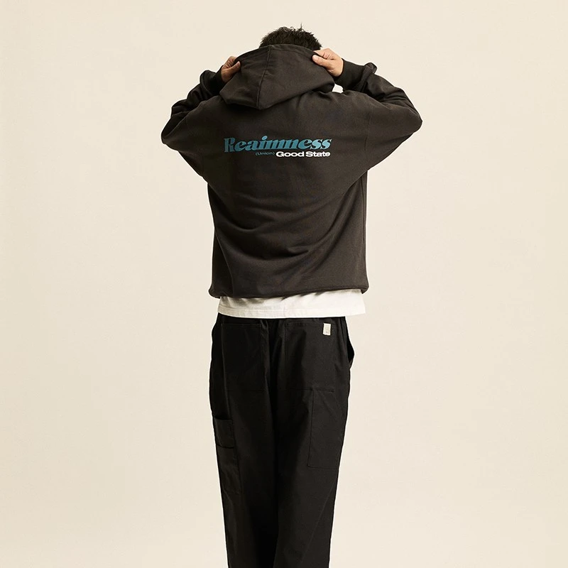 RR24AW重磅撞钉LOGO连帽卫衣帽衫休闲百搭卫衣外套男reaimness
