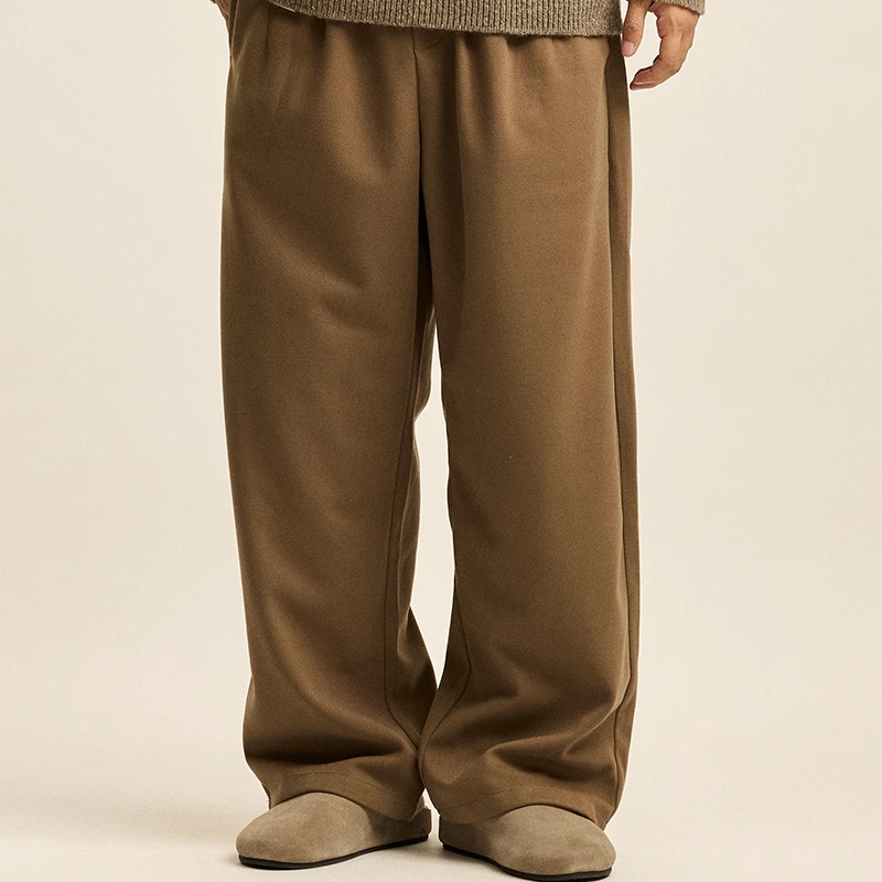 RR24AW 糯感460G重磅磨毛面料直筒西裤宽松垂感长裤男reaimness