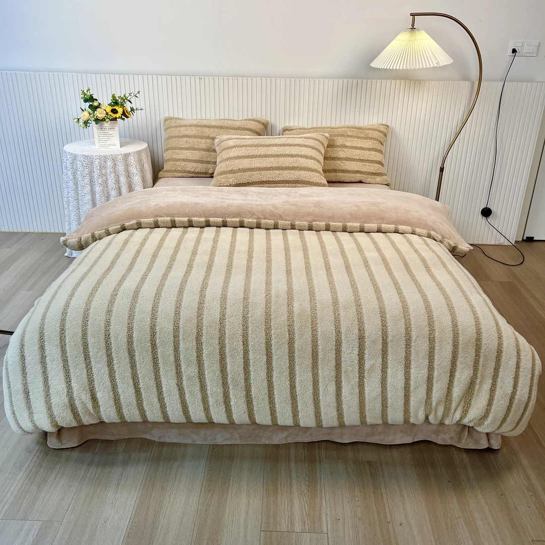 冬季加绒加厚兔兔绒毛秋冬家用高克重双人防静电不掉绒床品四件套