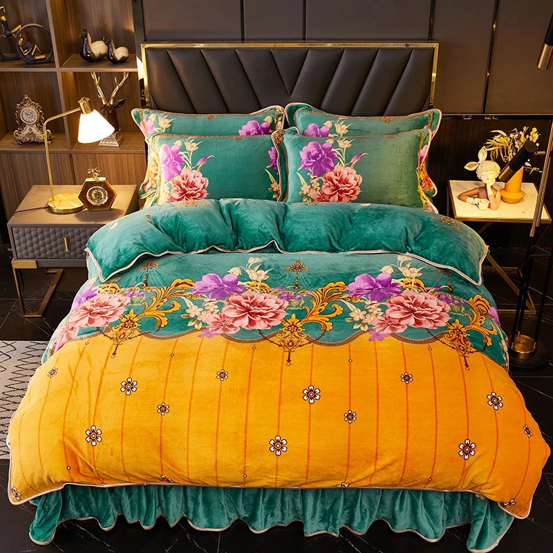 A类防静电加绒加厚双面加绒牛奶绒四件套牛奶绒被套