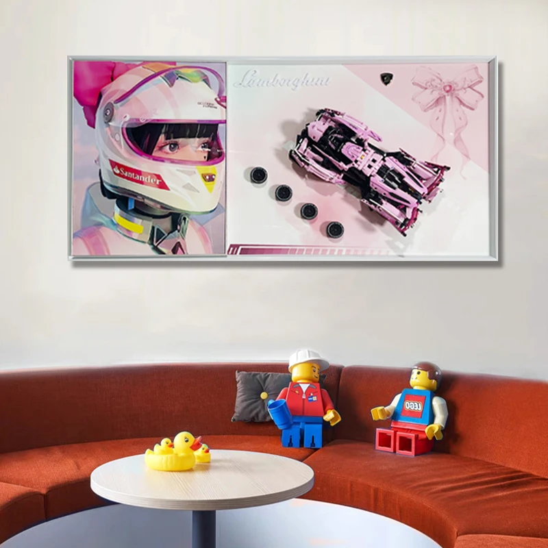 高级感DIY汽车装饰画立体实物画积木上墙相框挂画卧室儿童床头画