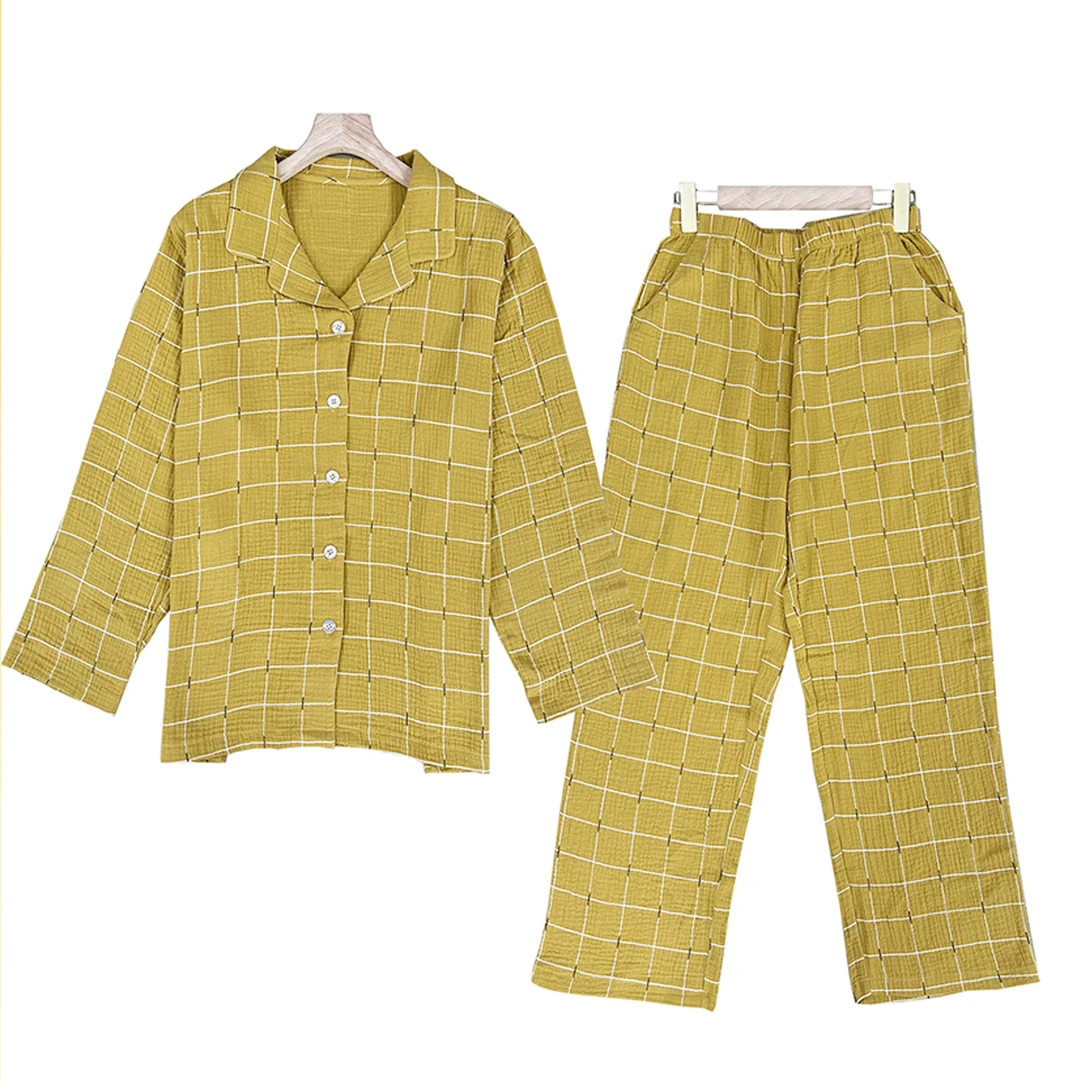 浩迪莎女士长袖休闲时尚纯棉气质格子家居服套装83031纯棉家居服