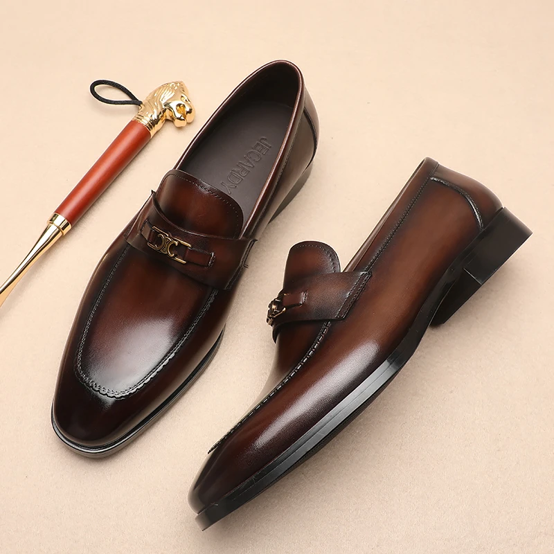 商务休闲时尚百搭真皮英伦风潮流乐福鞋男士透气软底低帮夏季皮鞋