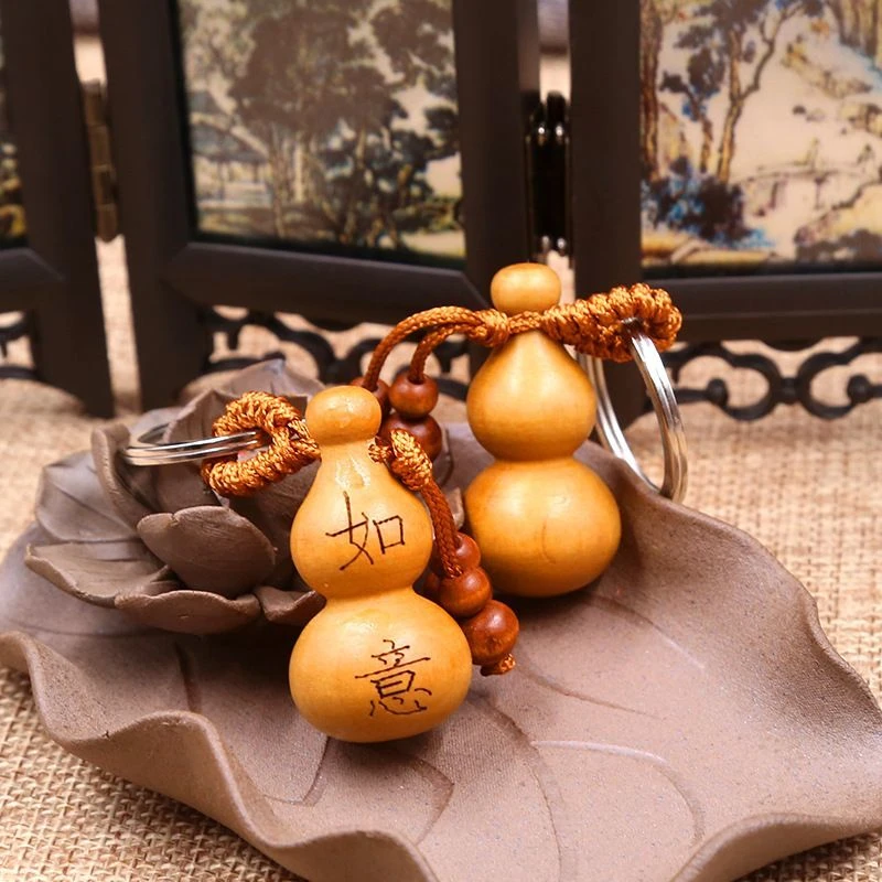 桃木雕葫芦挂件 汽车钥匙扣链 平安富贵如意吉祥葫芦吉祥物