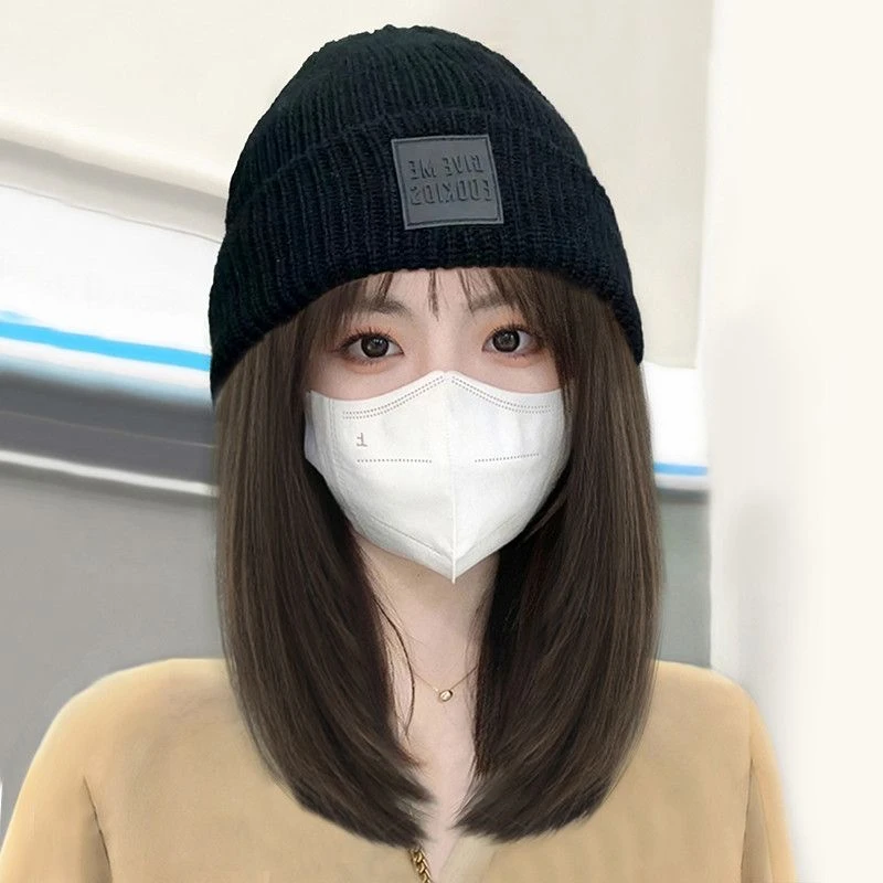 帽子假发女长发一体全头套时尚2022年新款网红自然仿真发全真人发