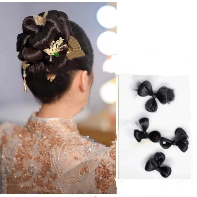 纯手工假发花朵秀禾发型头饰婚纱照富贵花组合手卷湿发片新娘中式