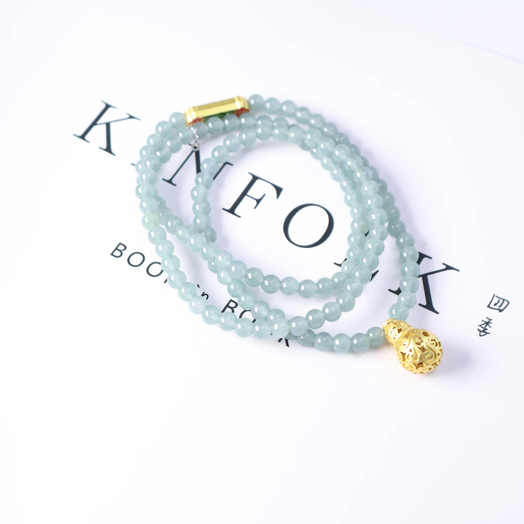 王宝宝翡翠天然A货翡翠小米粒珠链颈链吊坠送万能扣多样性发其一