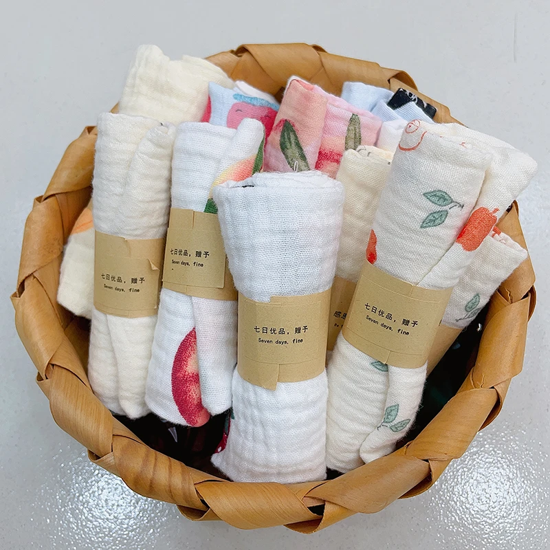 双层纱布小方巾3条口水巾小手帕洗脸巾