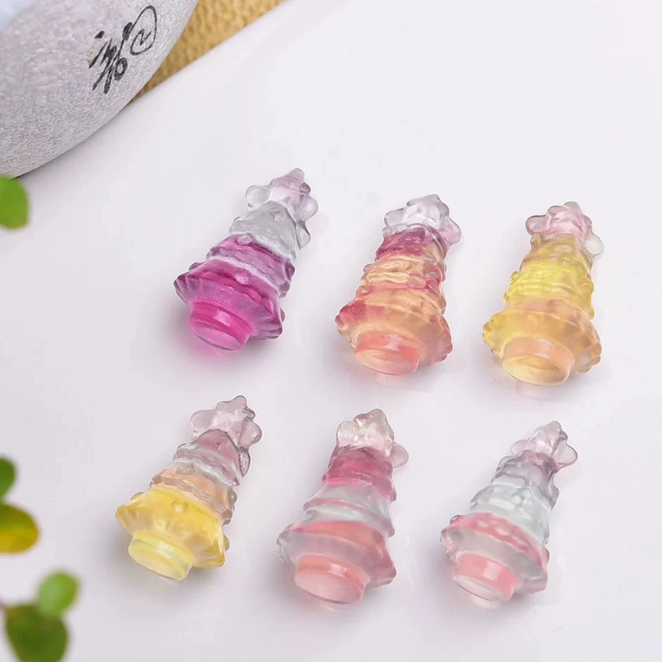 天然七彩萤石圣诞树雕刻吊坠项链diy配件滴流圣诞节礼物