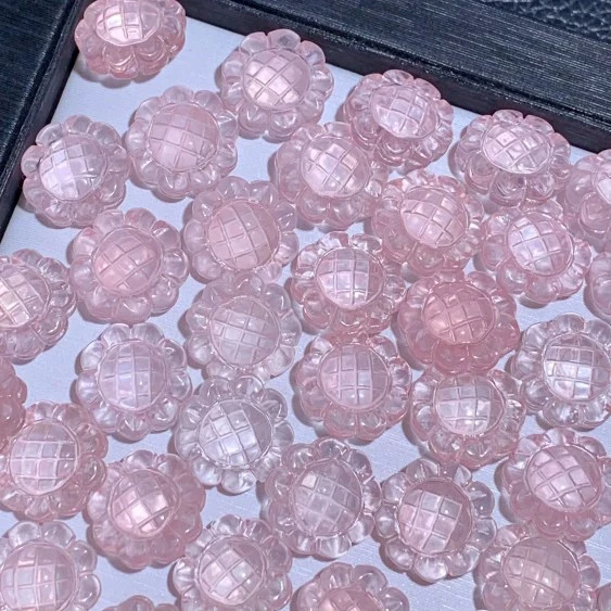 天然粉水晶向日葵花横竖孔手串配珠手链串珠手工diy材料饰品配件