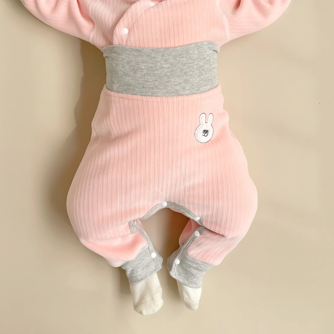 婴儿裤子加绒秋冬季保暖儿童婴幼儿大PP裤开裆裤子宝宝高腰裤护肚