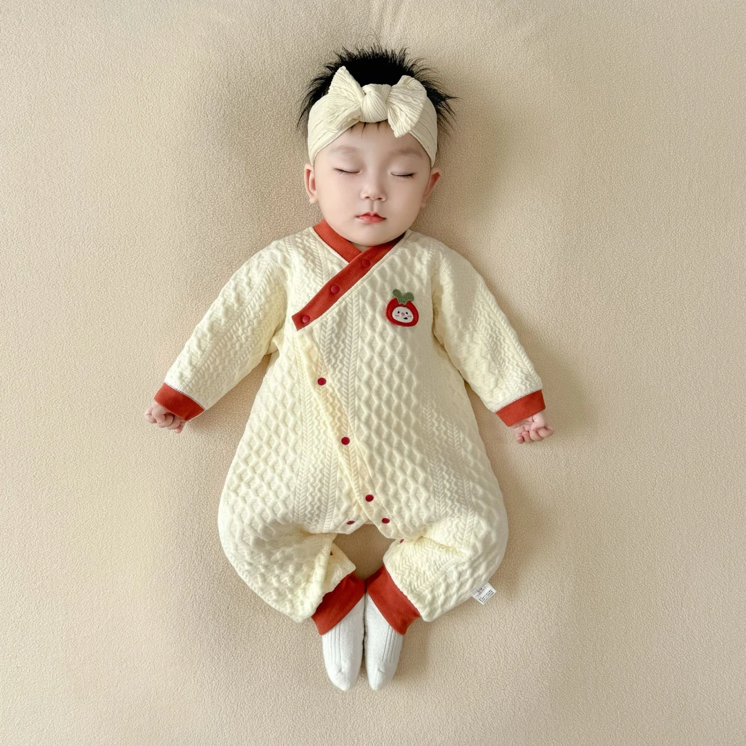 新生婴儿衣服秋冬季夹棉哈衣a类无骨夹棉加厚宝宝长袖连体衣保暖