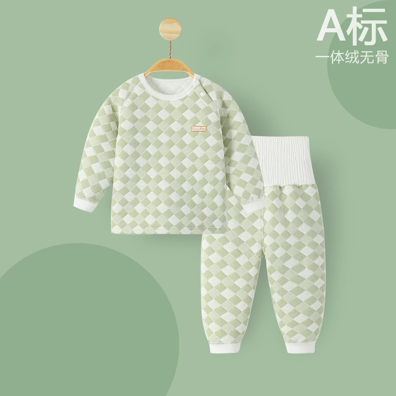 婴儿内衣套装秋冬保暖新生儿夹棉秋衣秋裤外穿加厚宝宝分体套装