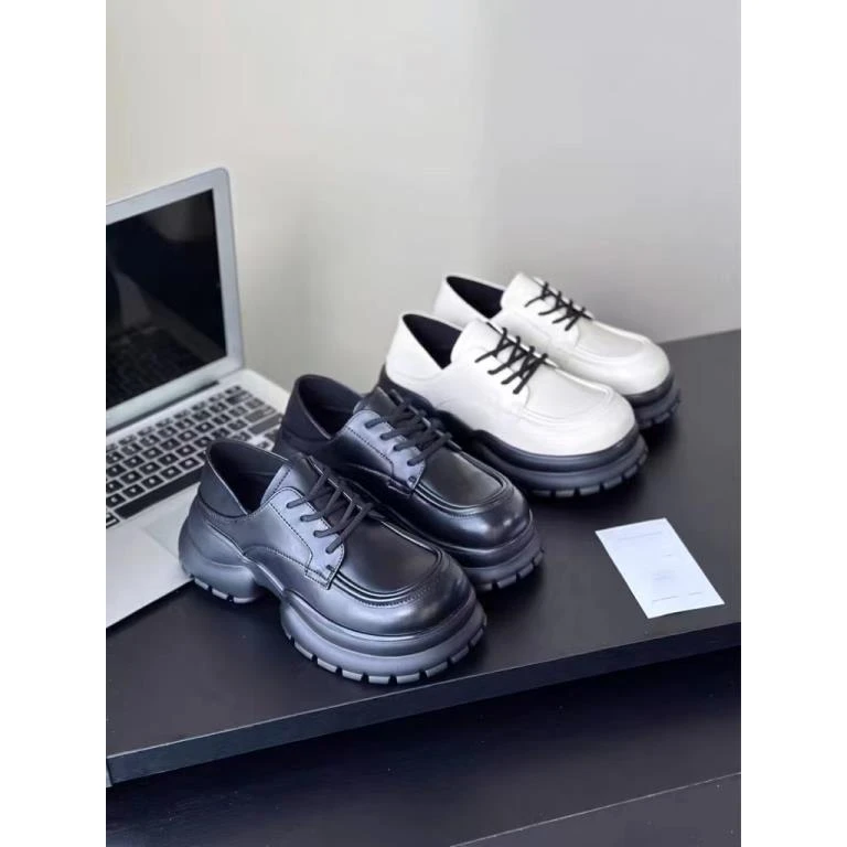 308-30 秋季皮面乐福鞋厚底系带踩脚两穿百搭小个子