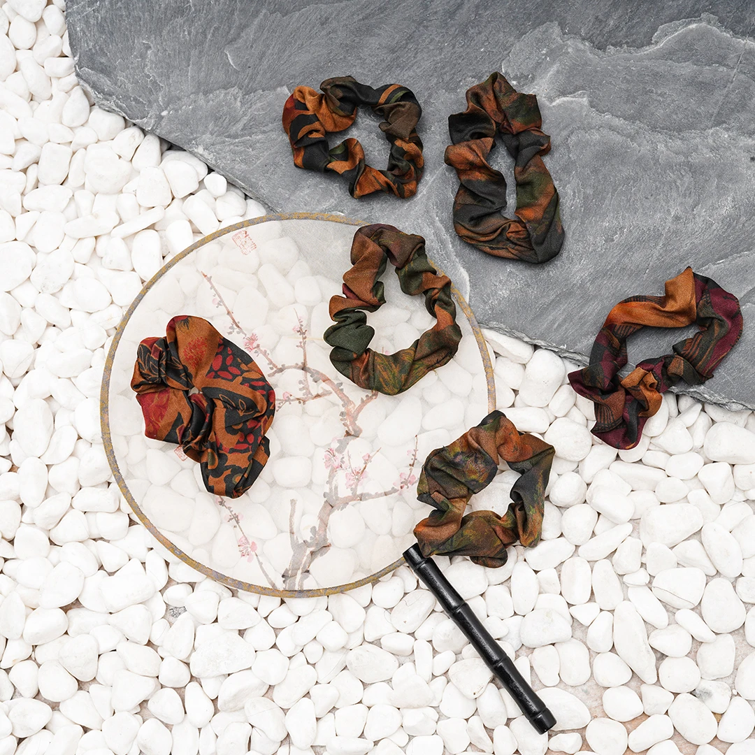 100%桑蚕丝香云纱气质百搭高端优雅香云纱发圈随机色