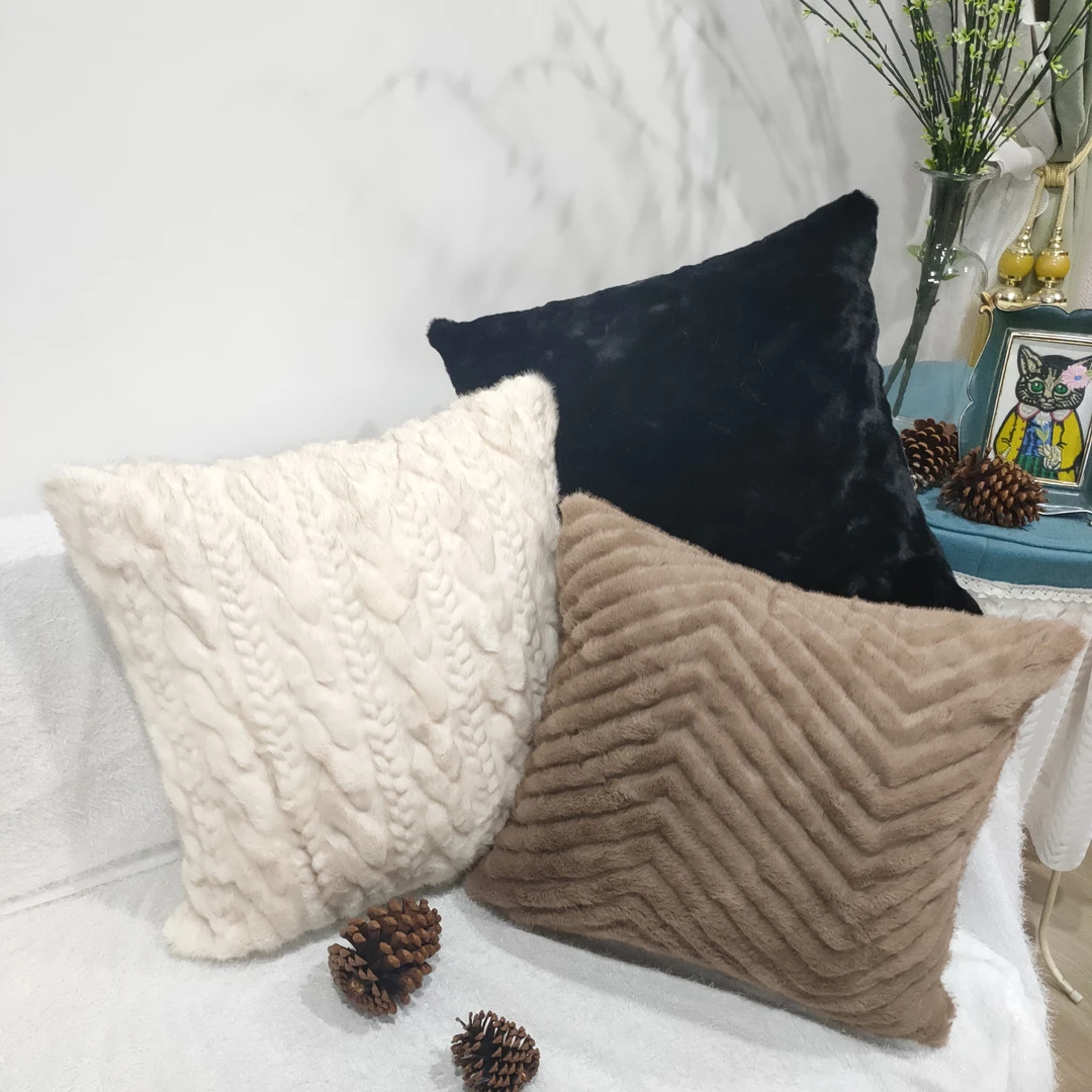 仿兔毛轻奢抱枕套沙发靠垫套床头靠枕套汽车抱枕套