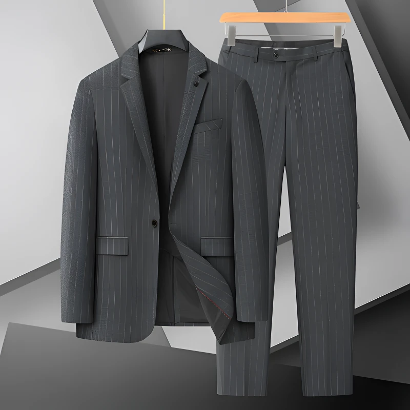 大码男士西服正装套装婚礼结婚休闲商务四季款加肥加大西服三件套