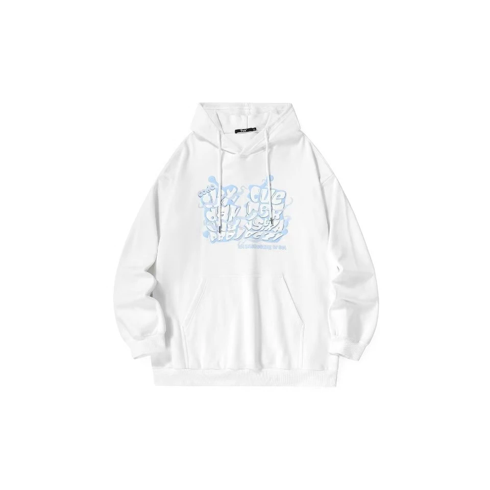 字母发泡印花连帽卫衣-男女同款