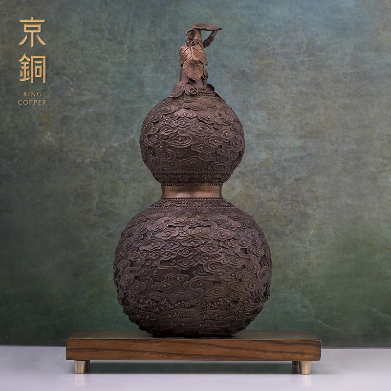 京铜黄铜葫芦摆件家居客厅乔迁福禄双全创意工艺品轻奢装饰艺术品