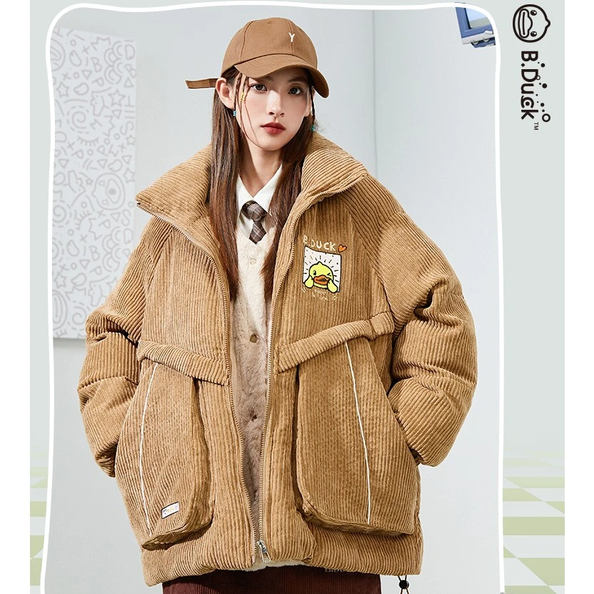 B.Duck小黄鸭女装棉服外套2023年冬季新款时髦加厚灯芯绒保暖棉衣