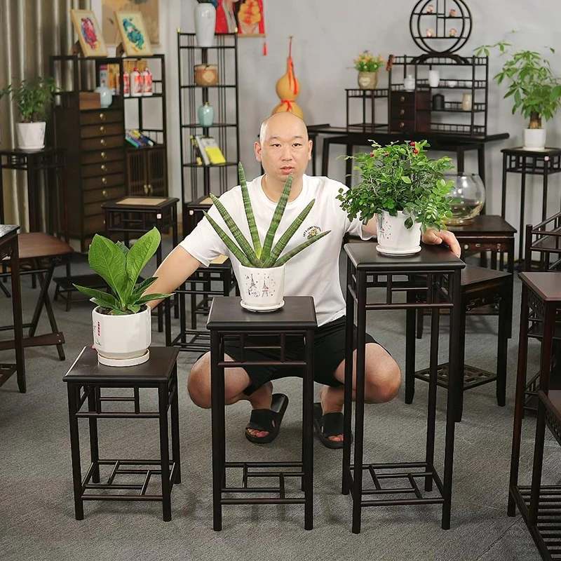 中式花架置物架客厅花几新实木花盆架子室内落地式摆件花台架3S