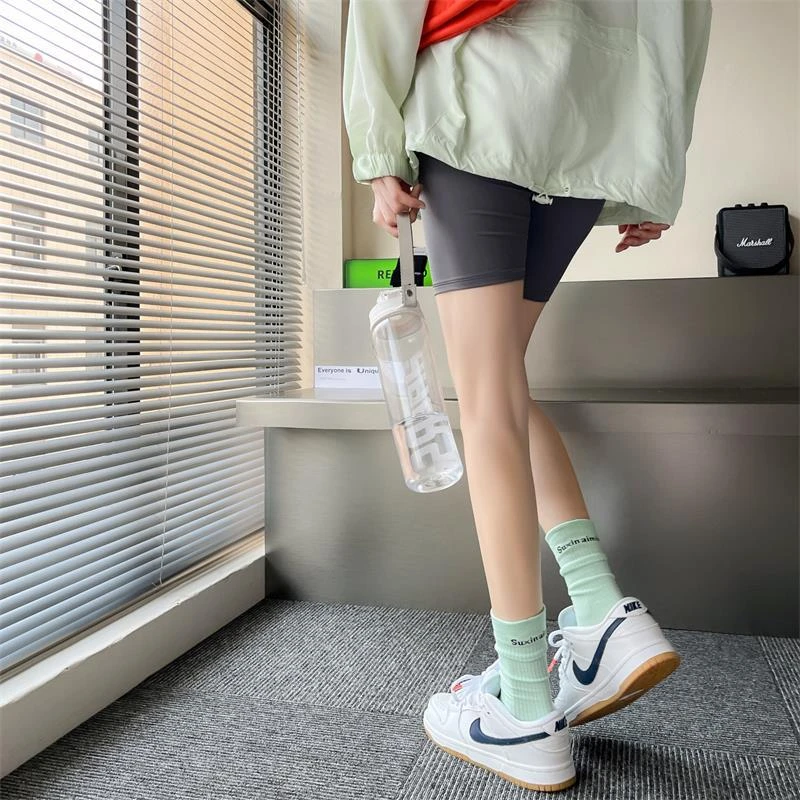 【4双装】春夏袜子女中筒袜纯色棉ins潮日系运动风字母长袜
