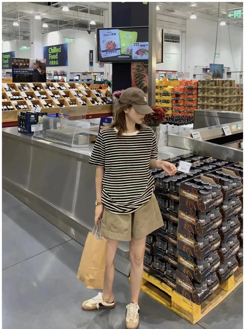 春季新款经典版撞色条纹T恤10514