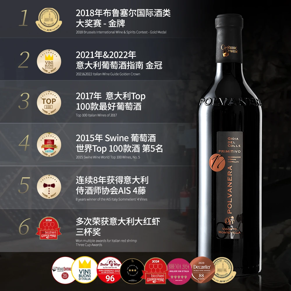 POLVANERA意大利原瓶进口 博瓦尼拉镇庄酒 17娇娅-红葡萄酒