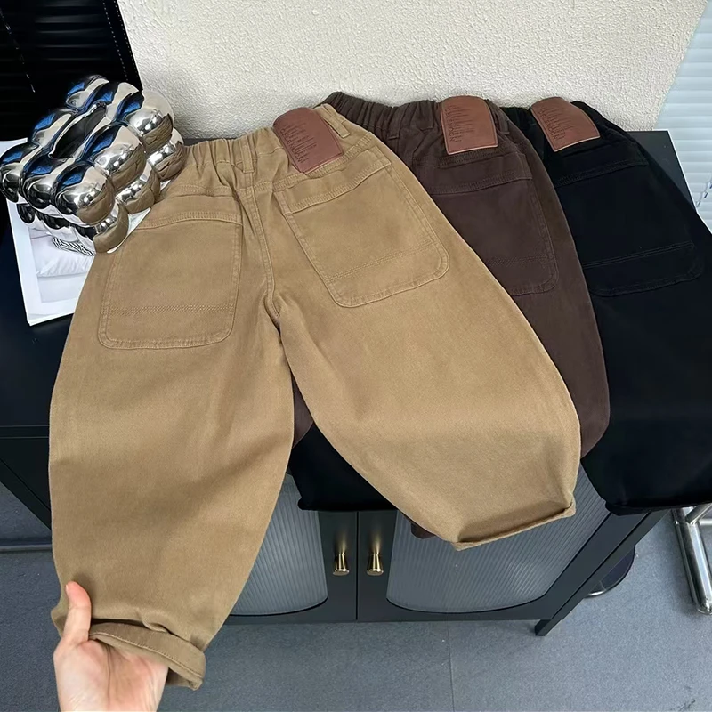 韩版儿童休闲裤秋装新款男童百搭长裤潮宽松洋气中大童帅气老爹裤