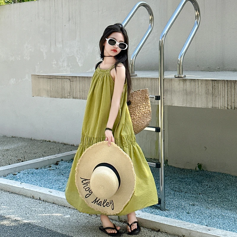 【匹诺潮童】女童2024夏吊带连衣裙韩版度假风洋气中大童显白吊带裙