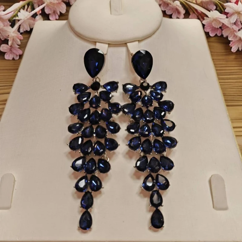 合金仿珍珠耳饰 UN QA KIZ手工气质蓝色轻奢时尚百搭黑色中古