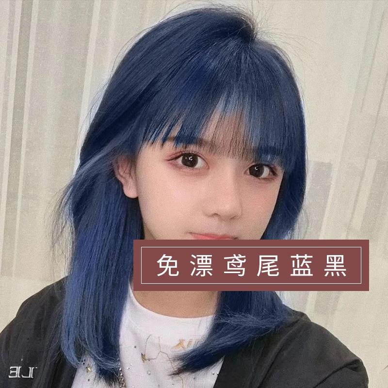 鸢尾蓝黑色染发剂自己在家染发膏泡泡沫植物天然纯显白流行色首品