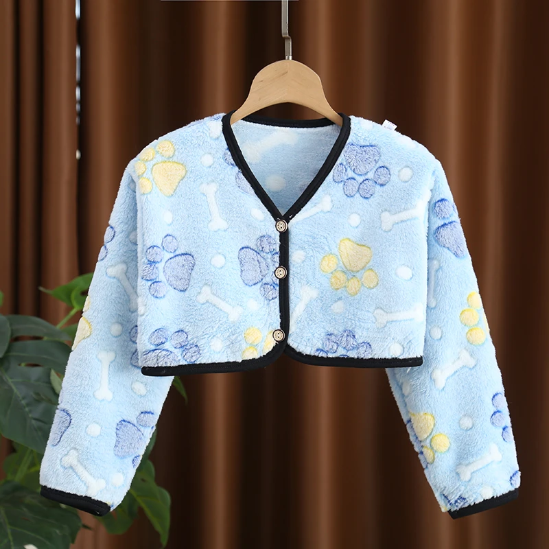 儿童护肩法兰绒春秋女童保暖坎肩婴幼儿长袖睡觉防冻衣披风斗篷