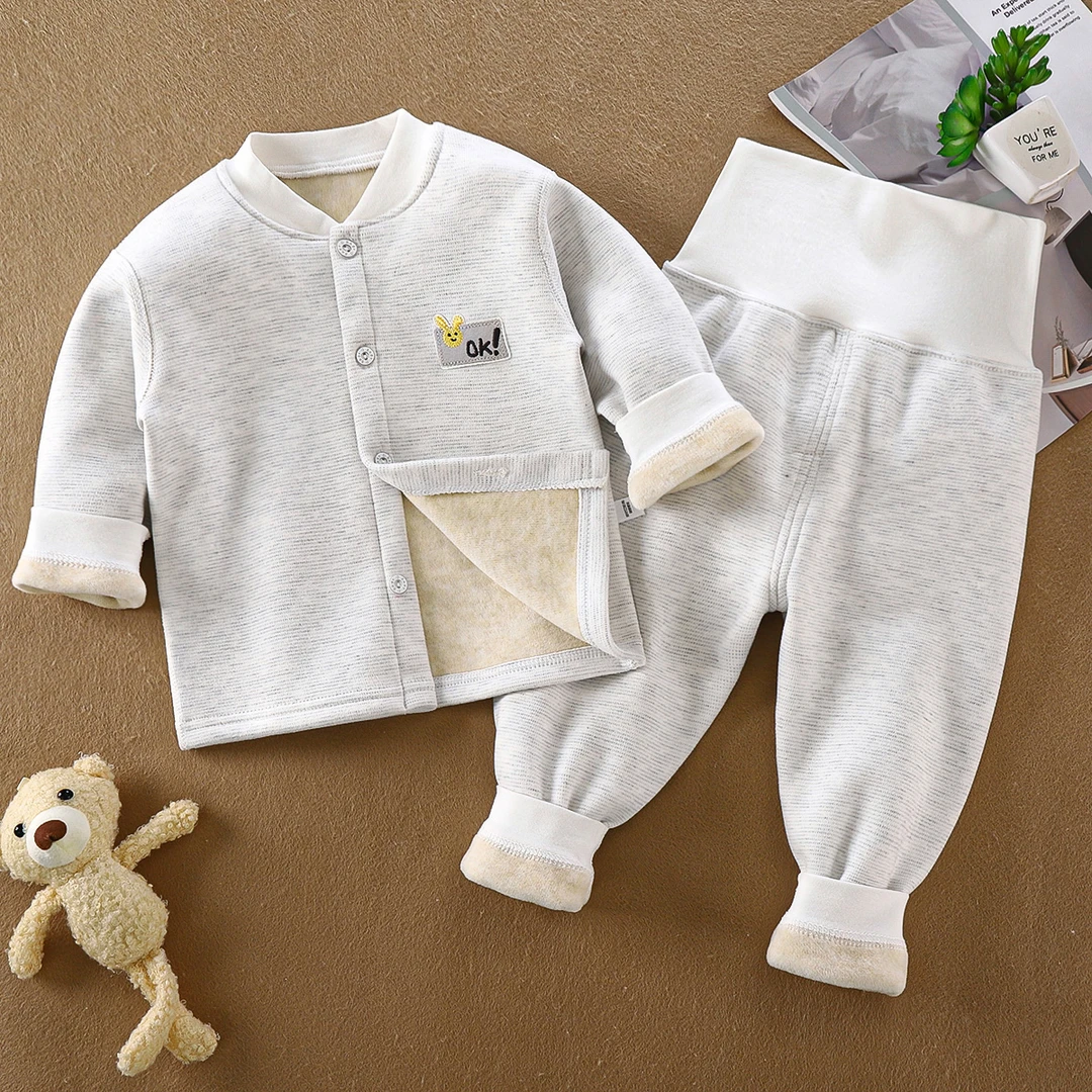 宝宝加绒套装儿童无骨高腰保暖内衣婴儿秋衣秋裤春秋男女睡衣秋冬