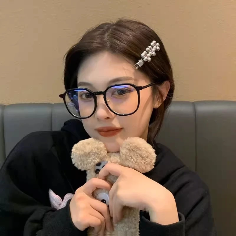 防蓝光眼镜女近视可配度数素颜平光镜超轻黑色大框百搭显脸瘦镜框